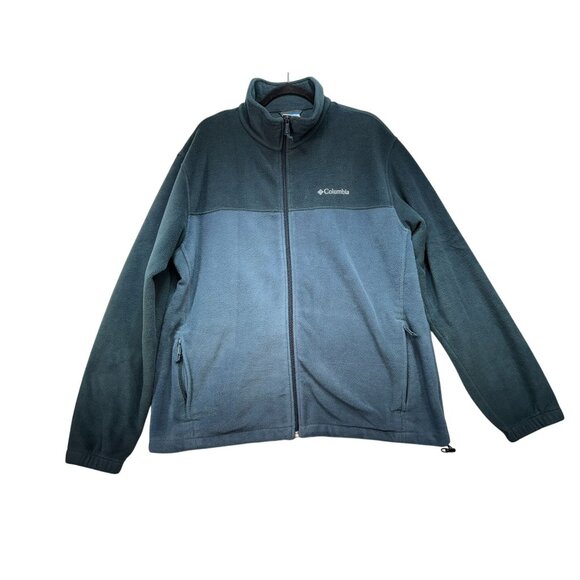 Columbia Mens Full-Zip Fleece Jacket   XL Two Tone Bulue Embroidered Logo & Pock - Picture 1 of 11